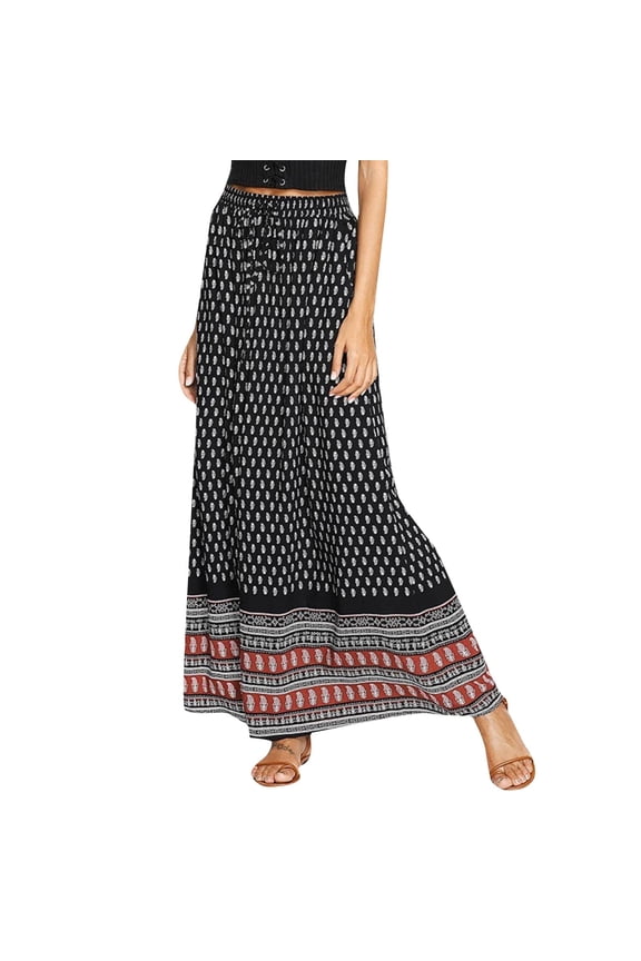 Womens Bodycon Skirts Leopard Print Boho Big Swing Maxi A Line Skirts Drawstring Waist Wild Flow Vacation Holiday Daily Stylish Wear