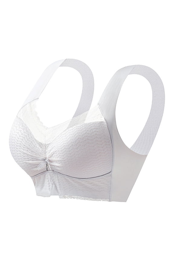 Womens Bralette Wide Straps Ruched Lace Trim Comfort Bras Wireless Soft Stretch Pullover Wireless Daily Bras