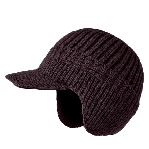 Bibifish Womens Brim Knit Trapper Hat With Ear Flaps Ribbed Knit Stretchy Lightweight Hat Winter Outdoor Casual Wear Practical Trendy Hats