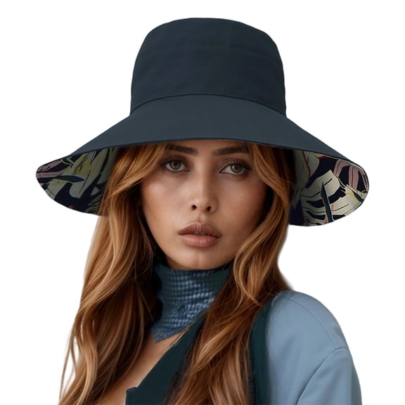 Bibifish Womens Bucket Hat Reversible Tropical Print Detail Lightweight Hat Soft Casual Daily & Travel Hiking Sunshade Outdoor Activities Cap