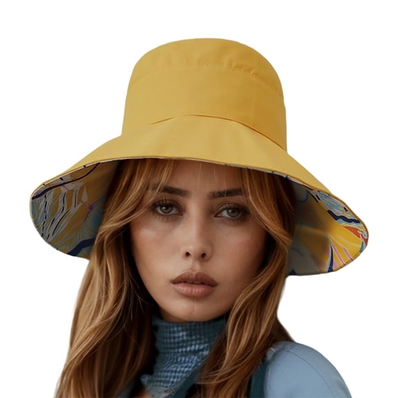 Bibifish Womens Bucket Hat Reversible Tropical Print Detail Lightweight Hat Soft Casual Daily & Travel Hiking Sunshade Outdoor Activities Cap