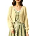 thumbnail image 1 of Bibifish Womens Cable Knit Cardigan Sweaters Long Sleeve V Neck Cropped Button Front Cardigans, 1 of 6