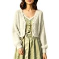 thumbnail image 1 of Bibifish Womens Cable Knit Cardigan Sweaters Long Sleeve V Neck Cropped Button Front Cardigans, 1 of 6