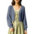 thumbnail image 1 of Bibifish Womens Cable Knit Cardigan Sweaters Long Sleeve V Neck Cropped Button Front Cardigans, 1 of 6
