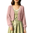 thumbnail image 1 of Bibifish Womens Cable Knit Cardigan Sweaters Long Sleeve V Neck Cropped Button Front Cardigans, 1 of 6