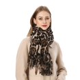 thumbnail image 1 of Bibifish Womens Cable Knit Scarf Rope Tassel Hem leopard print stylish scarf Soft windproof Cold-Resistant Warm Cozy Winter Neck Wrap, 1 of 4