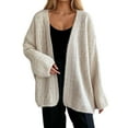 thumbnail image 1 of Bibifish Womens Cardigan Sweater Gray Open Front Knit Cardigan Soft Oversized Long Sleeve Casual Daily Outings Comfortable Cardigan, 1 of 5