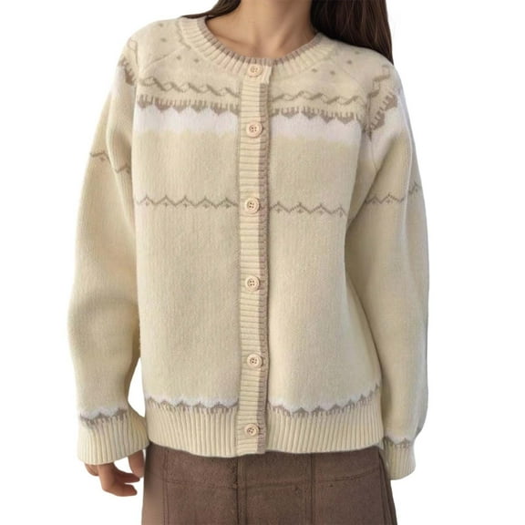 Bibifish Womens Cardigan Sweater Striped Retro Style Knit Cardigan Soft Warm Button Front Casual Daily Outings Comfortable Classic Cardigan