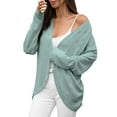 thumbnail image 1 of Bibifish Womens Cardigan Sweaters Fall Long Sleeve Solid Color Sweaters Open Front Lace Up Boho Oversided Casual Daily Wear Soft Knit Tops, 1 of 8