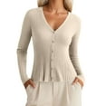 thumbnail image 1 of Bibifish Womens Cardigan Sweaters Fall Slim Fit Long Sleeve Botton Down Knit Cardigans Solid Color V Neck Casual Formal Sweater Tops, 1 of 5