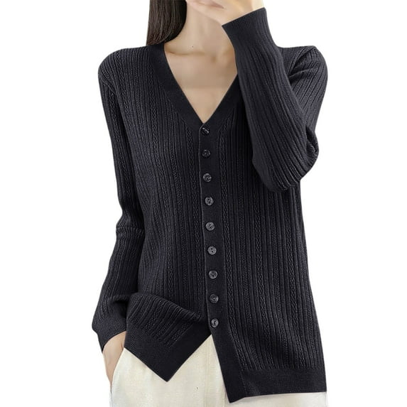 Bibifish Womens Cardigan Sweaters Fall Winter Long Sleeve Botton Down Knit Cardigans V Neck Lightweight Layering Versatile Outerwear Tops