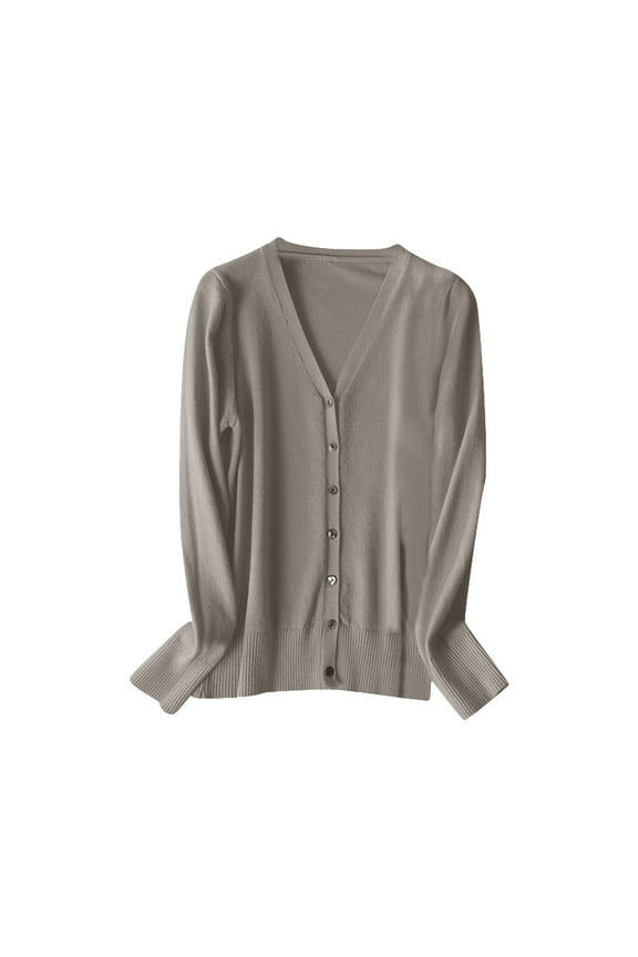 Womens Cardigan Sweaters Long Sleeve V Neck Button Down Sweaters Basic Spring Autumn Knitted Lightweight Tops For Ladies