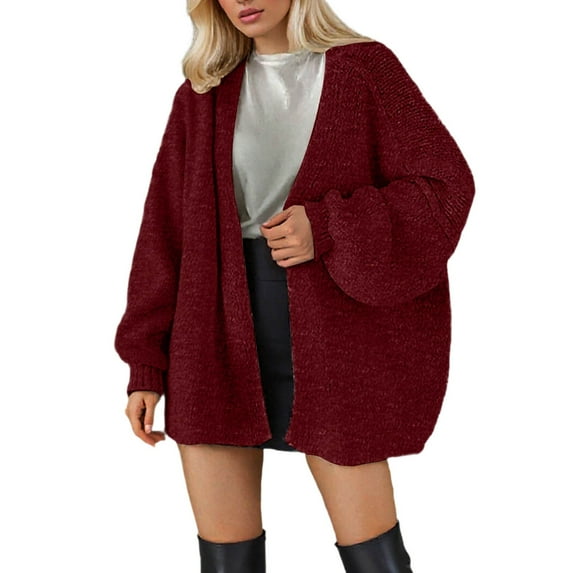 Bibifish Womens Cardigan Sweaters Oversized Open Front Long Sleeve Sweaters Fall Winter Solid Color Soft Streetwear Knit Outerwears