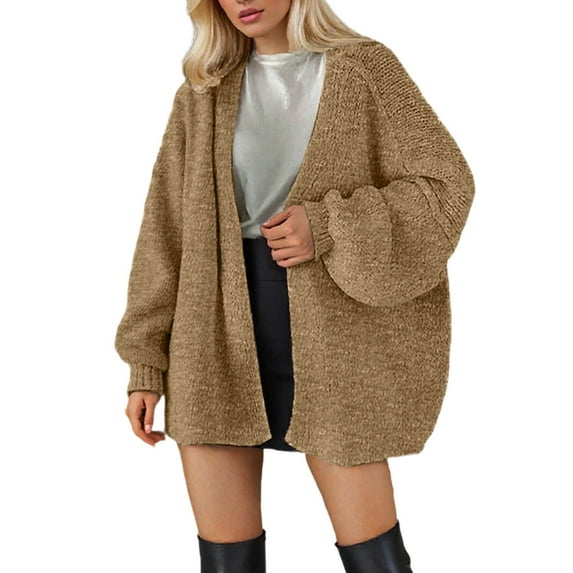 Bibifish Womens Cardigan Sweaters Oversized Open Front Long Sleeve Sweaters Fall Winter Solid Color Soft Streetwear Knit Outerwears