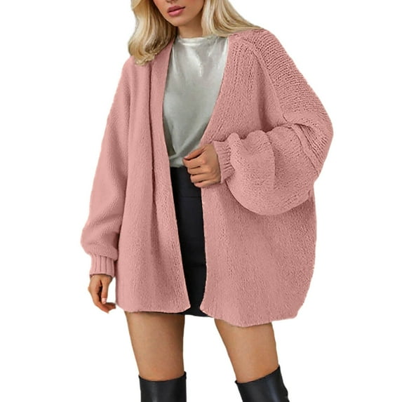 Bibifish Womens Cardigan Sweaters Oversized Open Front Long Sleeve Sweaters Fall Winter Solid Color Soft Streetwear Knit Outerwears