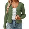 thumbnail image 1 of Bibifish Womens Cardigans Sweaters Fall Short Scallop Collar Knit Cardigans Elegant Lightweight Comfortable Casual Oversized Layering Tops, 1 of 5