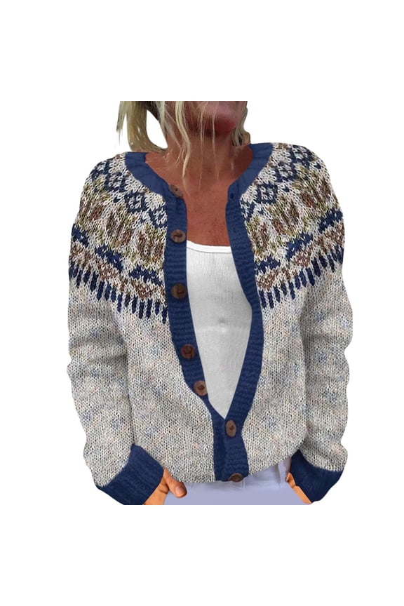 Womens Cardigans Sweaters Floral Jacquard Knit Long Sleeve Soft Comfortable Open Front Sweater Casual Oversized Cozy Ladies Tops