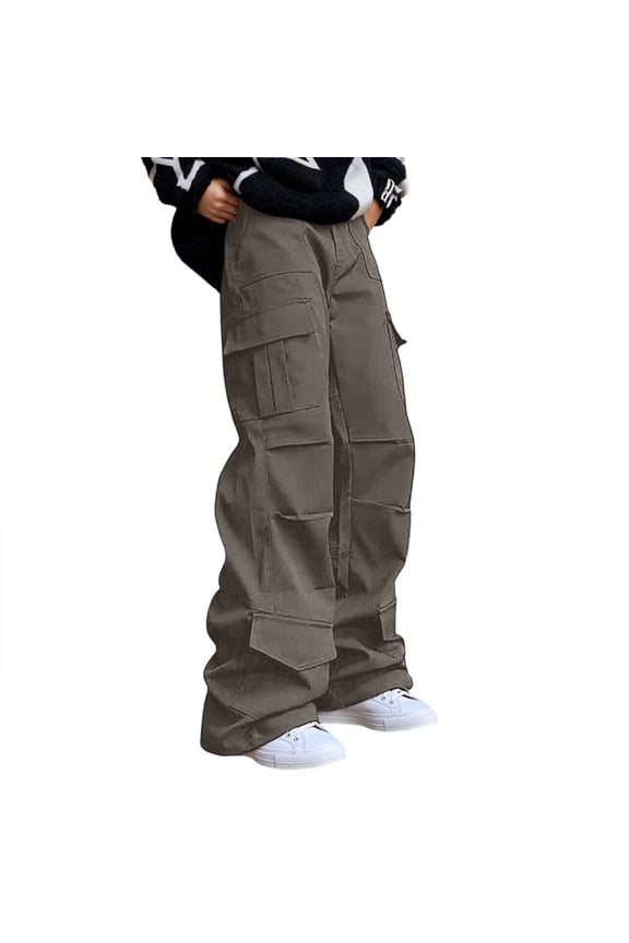 Womens Cargo Pants Straight Leg Oversized Fit Comfortable Streetwear With Large Pockets Autumn Versatile Solid Color Trousers