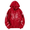 thumbnail image 1 of Bibifish Womens Checkered Butterfly Long Sleeve Full Zip Hoodies Soft Oversized Fit Casual Hooded Jackets Street Style Edgy Trendy Outfits, 1 of 3