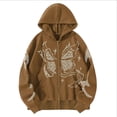 thumbnail image 1 of Bibifish Womens Checkered Butterfly Long Sleeve Full Zip Hoodies Soft Oversized Fit Casual Hooded Jackets Street Style Edgy Trendy Outfits, 1 of 3