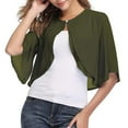 thumbnail image 1 of Bibifish Womens Chiffon Shrug Cardigan Three Quarter Sleeve Sheer Cropped Open Front Shawl, 1 of 6