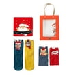 thumbnail image 1 of Bibifish Womens Christmas Socks 4 Pairs Reindeer Bear Santa Fuzzy Socks Color Block Crew Length Daily Casual Holiday Cozy Warm Sock Sets, 1 of 5