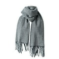 thumbnail image 1 of Bibifish Womens Classic Houndstooth Scarf Fringed Hem Warm Stylish Neck Wrap for Winter & Fall windproof soft scarf trendy fall winter outfit, 1 of 7