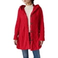 thumbnail image 1 of Bibifish Womens Coats Fuzzy Hooded Long Length Button Down Jackets Warm Thick Oversized Fit Casual Winter Daily Wear Comfortable Stylish Coats, 1 of 5