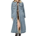 thumbnail image 1 of Bibifish Womens Coats Light Blue Denim Lined Button Down Jackets Pocket Long Length Warm Classic Casual Cold Weather Stylish Coats, 1 of 9