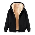 thumbnail image 1 of Bibifish Womens Coats Solid Color Thick Fleece Lined Hooded Coats With Pockets Winter Warm Lined Jacket Cozy Soft Outerwear For Cold Weather, 1 of 5