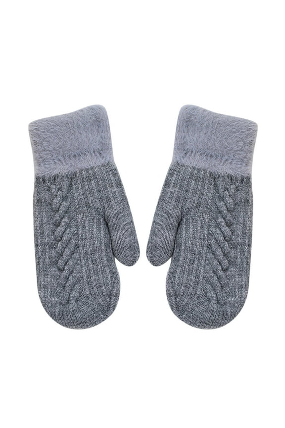 Womens Cold Weather Cable Knitted Gloves Winter Fingerless Mittens Thick Thermal Plush Mittens Warm Mittens