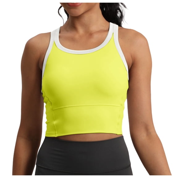 Bibifish Womens Contrast Trim Sports Bra Racerback Moderate Support for Yoga Workout & Active Lifestyles Chic Trendy Running Fitness Vest