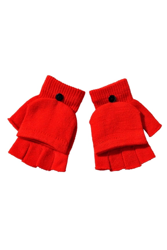 Womens Convertible Gloves Flip Top Winter Warm Knitted Gloves Solid Color Soft Comfy Daily Wear Outdoor Activities Gloves