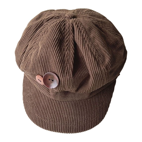 Bibifish Womens Corduroy Newsboy Hat Double Button Decor Detail Soft Casual Vintage Style Daily & Outdoor Stylish Cap For Ladies