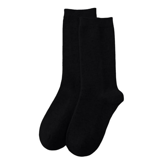 Bibifish Womens Crew Socks Black Plush Fleece-Lined Soft Warm Comfy Winter Thermal Sleep Loungewear Above Ankle Socks For Ladies