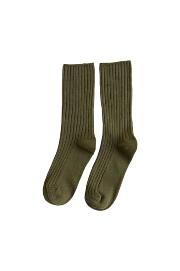 Womens Crew Socks Stripped Pattern Knitted Socks Solid Color Soft Comfy Spring Fall Daily Wear Colorful Above Ankle Socks