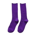 thumbnail image 1 of Bibifish Womens Crew Socks Stripped Pattern Knitted Socks Solid Color Soft Comfy Spring Fall Daily Wear Colorful Above Ankle Socks, 1 of 3