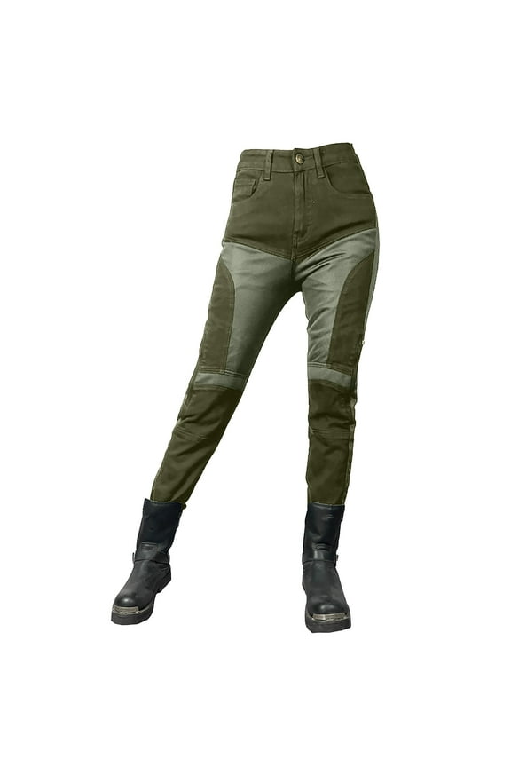 Womens Cycling Pants Moto Style Panel Patchwork High Waist Trousers Slim Fit Stretchy Trousers For Daily Wear Gym And Outdoor Trousers Cycling All Season