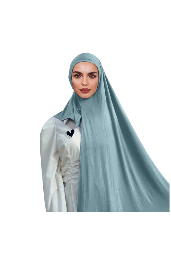 Womens Dark Gray Hijab Scarf Soft Draping Long Head Wrap Comfortable Breathable ladies Headwear comfortable Muslim Head Scarf