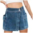 thumbnail image 1 of Bibifish Womens Denim Mini Skirts Relaxed Loose-Fit Casual Skirts All-Occasion Basic Style Everyday Short Skirts, 1 of 5