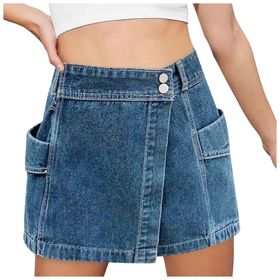 Bibifish Womens Denim Mini Skirts Relaxed Loose-Fit Casual Skirts All-Occasion Basic Style Everyday Short Skirts