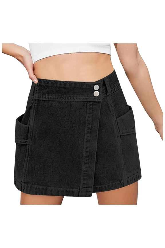 Womens Denim Mini Skirts Relaxed Loose-Fit Casual Skirts All-Occasion Basic Style Everyday Short Skirts