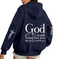 thumbnail image 1 of Bibifish Womens Drawstring Hoodies With Back Graphic Long Sleeve Hoodies Pocket Oversized Fit Casual Inspirational Based Pullover Tops, 1 of 6