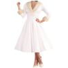 Bibifish Womens Dress Winter Vintage Style Trim Hem Dress Long Sleeve Deep V Neck Sexy Elegant Midi Dress Gorgeous Christmas Party Gown