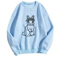 thumbnail image 1 of Bibifish Womens Easter Sweatshirt Cute Bunny Print Crewneck Long Sleeve Pullover Tops Casual Loose Lightweight Breathable Spring Sweatshirt Tops, 1 of 4