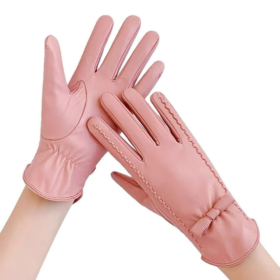 Bibifish Womens Leather Gloves Winter Warm Elegant Gloves Winter Warm Solid Color Comfy Daily Wear Outdoor Dating Commuting Gloves