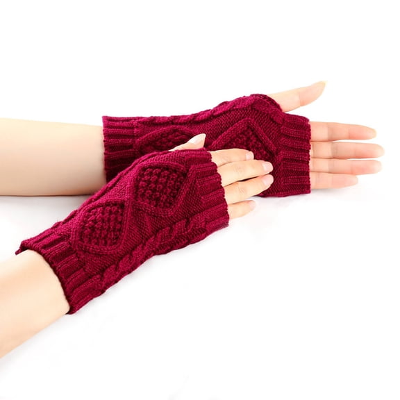 Bibifish Womens Fingerless Gloves Trendy Cable Knitted Gloves With Thumb Hole Solid Color Soft Comfy Daily Wear Outdoor Activities Gloves