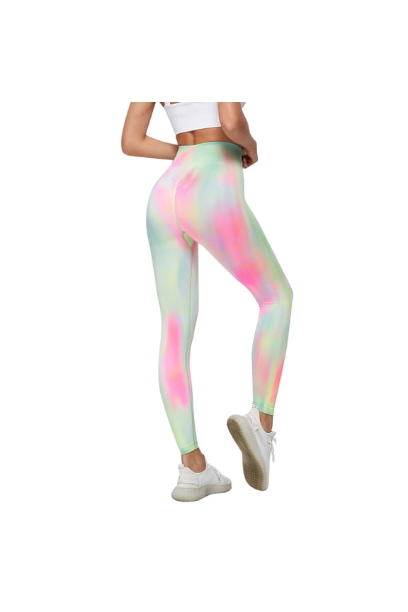 Womens Fitness Tie Dye Seamless High Waist Yoga Pants Stretch Breathable Lifting Fitness Outdoor Running Sports Tights