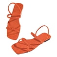 thumbnail image 1 of Bibifish Womens Flat Slide Minimalist Crisscross Thin Strap Ladies Sandals Summer Sleek Street Everyday Casual Outdoor Walking Sandals, 1 of 9