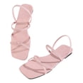 thumbnail image 1 of Bibifish Womens Flat Slide Minimalist Crisscross Thin Strap Ladies Sandals Summer Sleek Street Everyday Casual Outdoor Walking Sandals, 1 of 9
